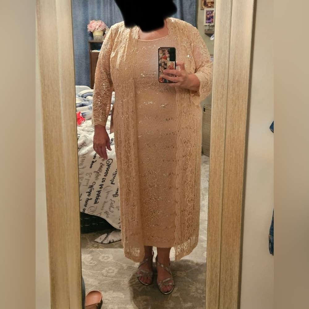 NWT Roaman's Elegant Sequin Lace Jacket Dress